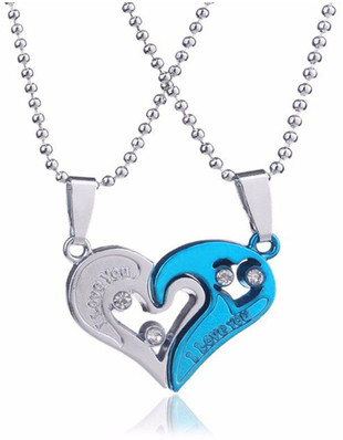 Fashion Necklace Women Charms Double Heart Pendant Jewelry Gifts Chain Silver