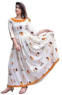 white anarkali dress flipkart