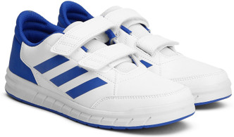 adidas white shoes blue stripes