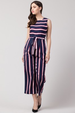 knot front pleated back jumpsuit