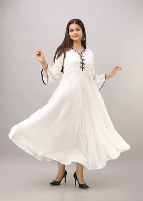 white anarkali dress flipkart