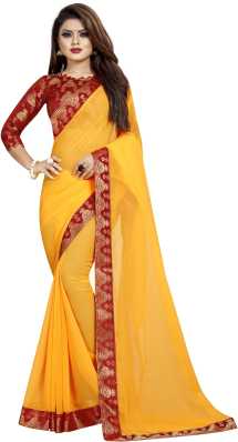 Yellow Fashion Sarees Buy Yellow Fashion Sarees Online At Best Prices In India Flipkart Com