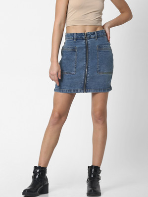 NEW Barbie Doll long light colored knee length denim SKIRT w// slit in front