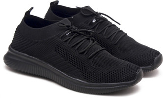 plain black running shoes