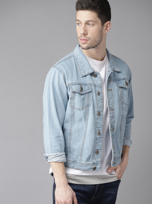 roadster men blue washed denim jacket