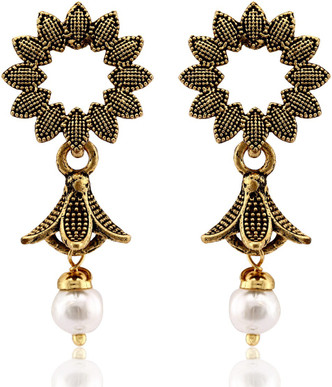 Subharpit Light Weight Green Beads Oxidized Traditional Indian Jhumka Jhumki Earring for Woman /& Girls