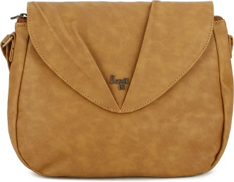 baggit mustard yellow solid sling bag