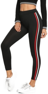 black leggings with red stripe down the side