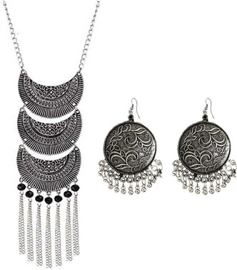 silver necklace set flipkart