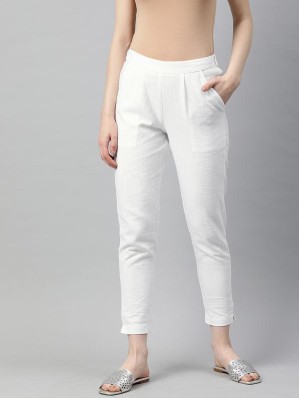 ladies white cigarette trousers