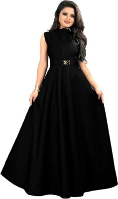 one piece dress long black