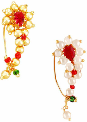 DV Jewels Pearl And Red Onyx Plated Earring