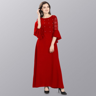 red long frock for womens