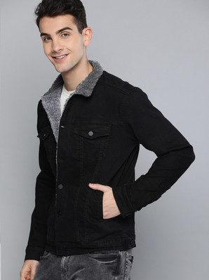 black denim jacket fur
