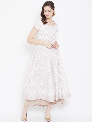 white anarkali dress flipkart
