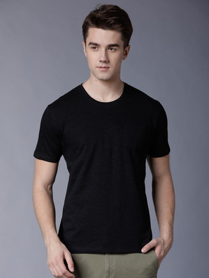 Black Round Neck T Shirts - Buy Black 