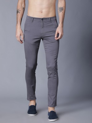 black shirt with grey chinos