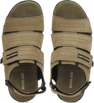 woodland men's khaki leather sandals and floaters