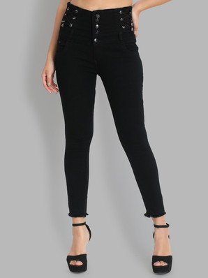 High waist jeans in black colour Clearance