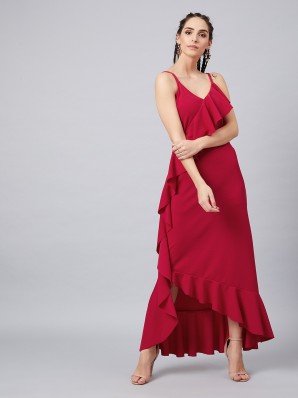 red maxi dress flipkart