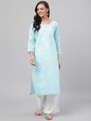 3XL 4XL HANDMADE SYNTHETIC SOFT FABRIC TOP KURTA KURTI ETHNIC CHIKAN EMBROIDERY