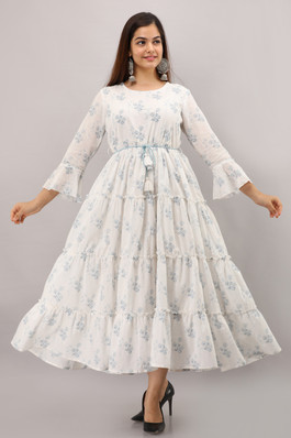 white anarkali dress flipkart