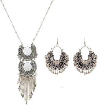 silver necklace set flipkart