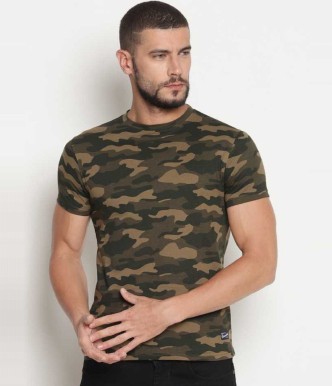 camouflage t shirt for mens round neck full sleeve army print t shirt