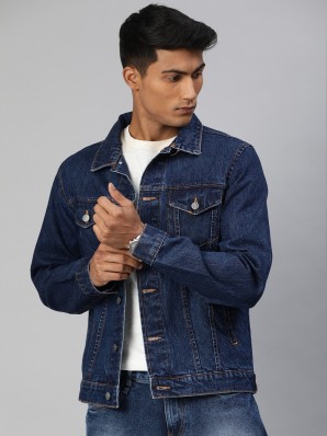 blue denim jacket with fur men