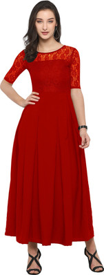 red colour one piece dress