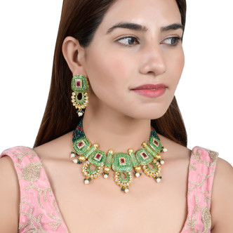 green jewellery set flipkart