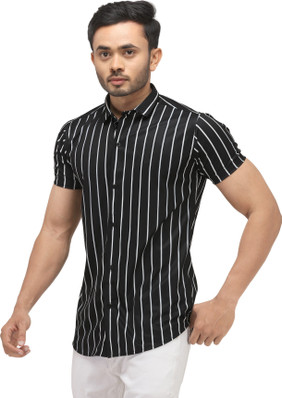 black and white line shirt mens