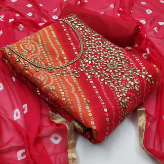 silk bandhani dress material online