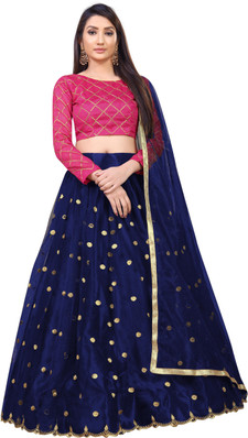 lehenga choli blue and pink