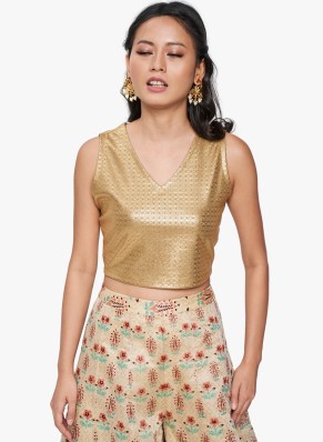 gold colour crop top