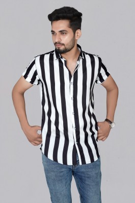 striped black and white shirt mens