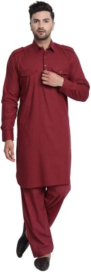 Men'S 100% Cotton Kurta Pajama Set Embroidery Pathani Kurta Salwar Ethnic Wear