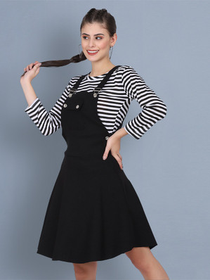 flared dungaree dress