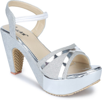 silver color heels