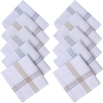 Striped Borders Handkerchiefs 100% Cotton Pack of Six Gents Hankies 
