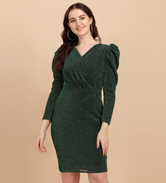 Fashion Dresses Longsleeve Dresses MNG Longsleeve Dress black-green allover print casual look 