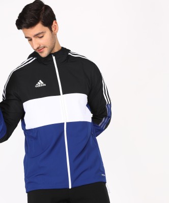 blue black and white adidas jacket