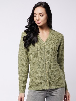 Womens Clothing Jumpers and knitwear Cardigans Moncler Wool Cardigan in Green Grey - Save 56% 