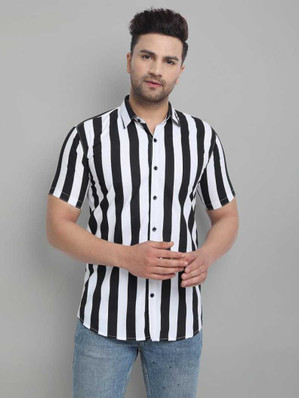 Black And White Striped Shirt For Men 