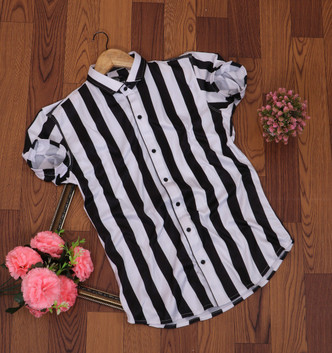 Black And White Striped Shirt For Men 