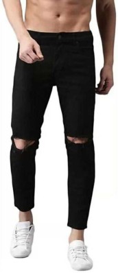 knee cut black jeans