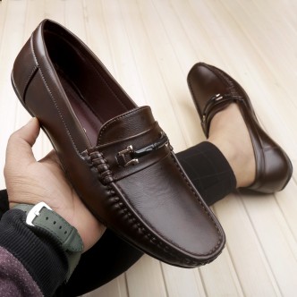 mens leather brown loafers