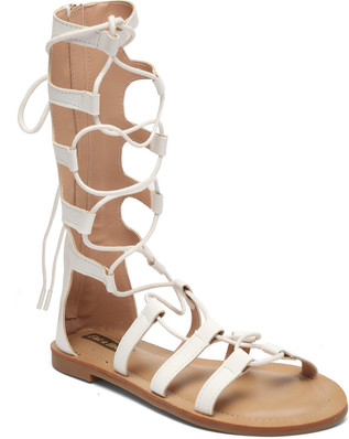 white gladiator sandals flat