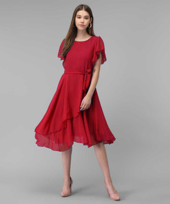 Buy Red One Piece Party Wear Dresses 