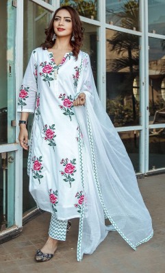Indian kurta dress With dupatta pant Flare Top Tunic Set blouse Combo Ethnicff35 